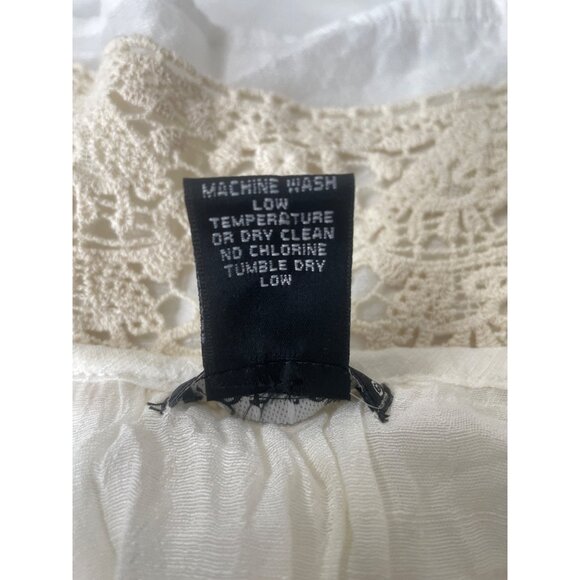 Wet Seal Lace Trimmed Long Sleeve Blouse White Vintage Cottagecore Y2K Romantic - Picture 6 of 9